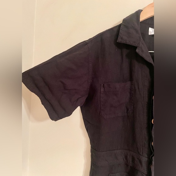 NWT- Mate the Label Organic 100%  Linen Short Sleeve Jumpsuit Size Medium  Black - Picture 7 of 14